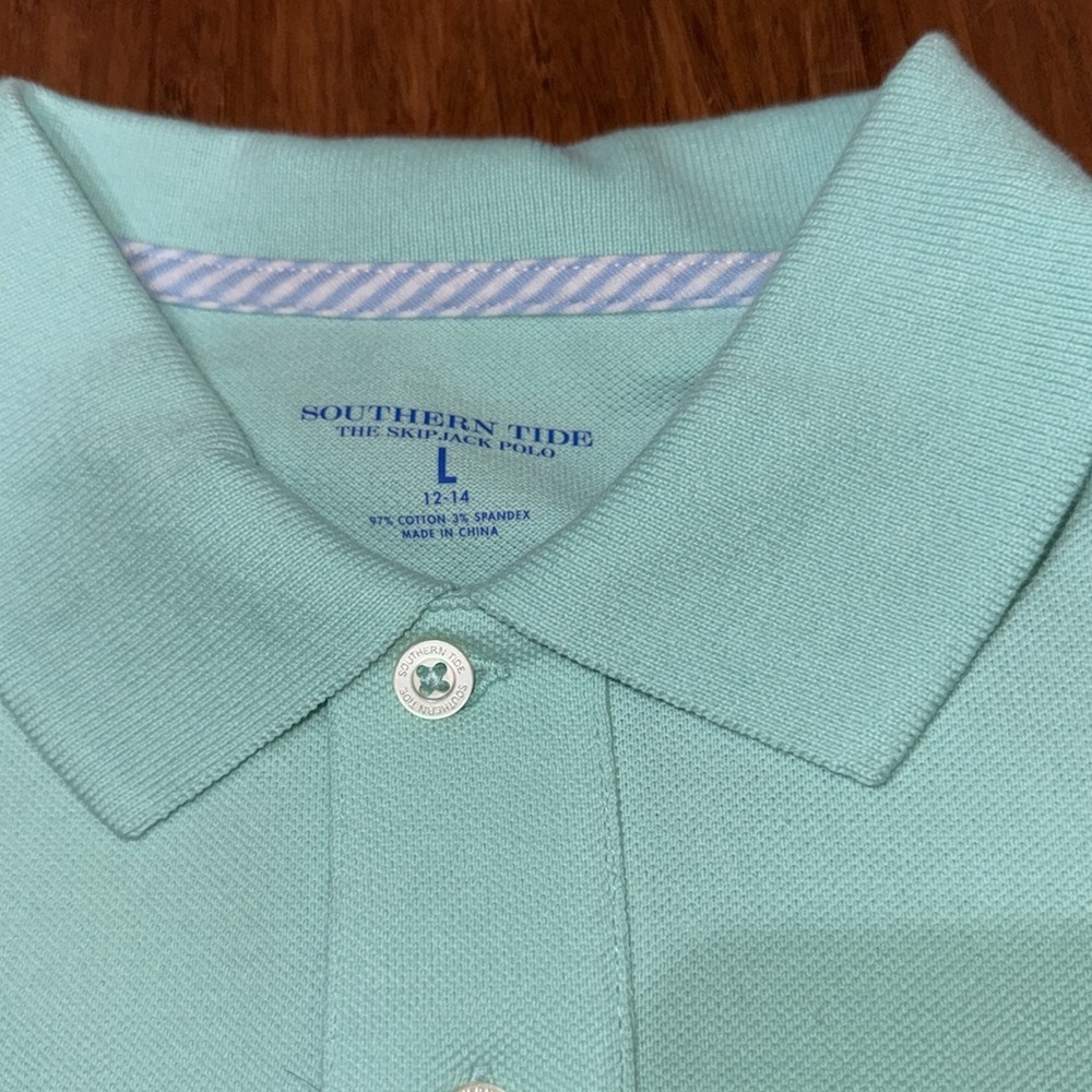 Southern Tide, the Skip Jack polo boys size large (12-14) in mint green NWT - Picture 4 of 6